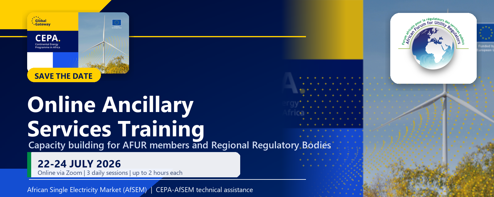 Save the Date: Online Ancillary Services Training, 22-24 July 2026, Online via Zoom